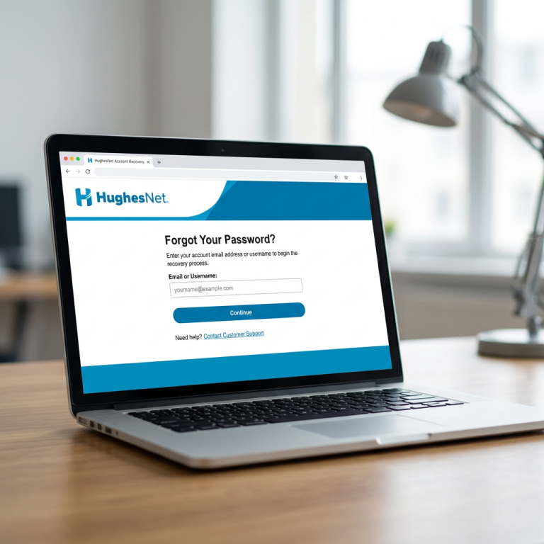 HughesNet password recovery webpage asking for email or username